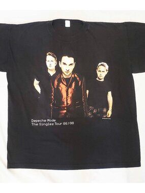 Vintage Depeche Mode "The Singles Tour 86>98" 1998 Black Band T-shirt XL